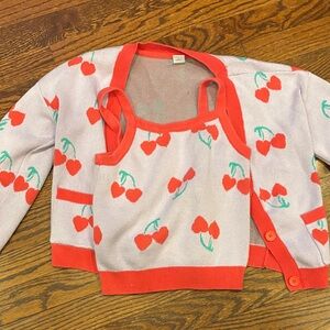 Old Navy Cherry Print Kids Tank and Cardigan Set - Red and White
